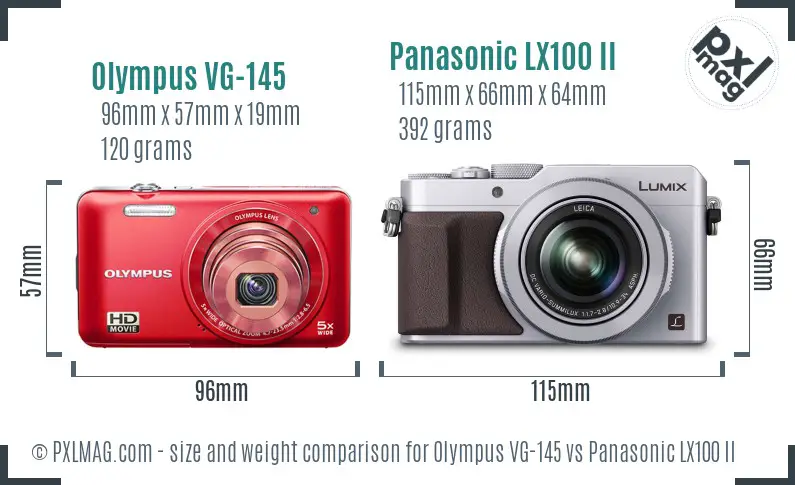 Olympus VG-145 vs Panasonic LX100 II size comparison