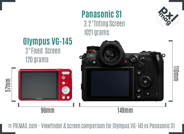 Olympus VG-145 vs Panasonic S1 Screen and Viewfinder comparison