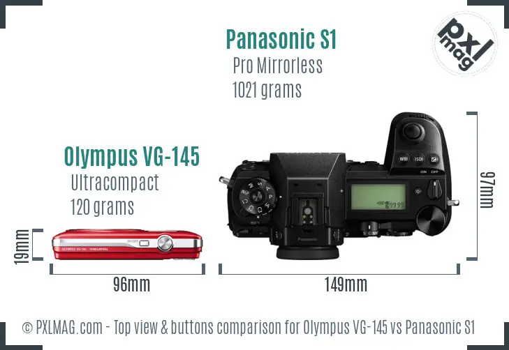 Olympus VG-145 vs Panasonic S1 top view buttons comparison