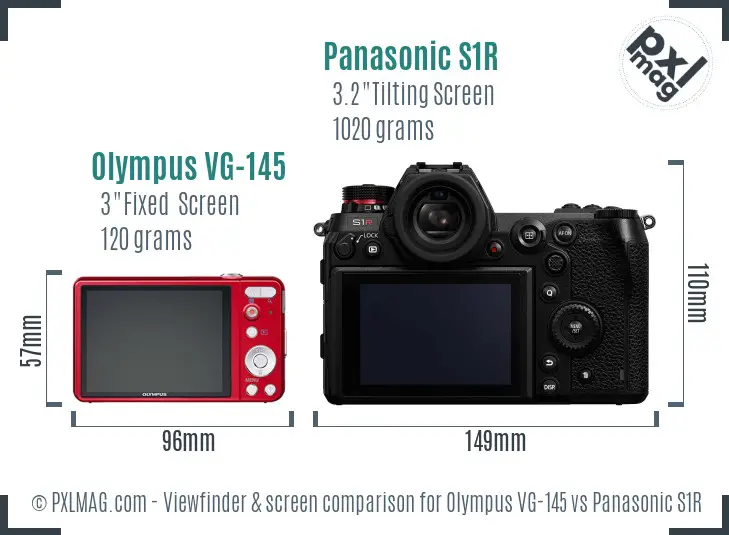 Olympus VG-145 vs Panasonic S1R Screen and Viewfinder comparison