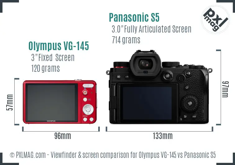 Olympus VG-145 vs Panasonic S5 Screen and Viewfinder comparison