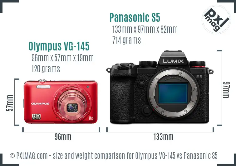 Olympus VG-145 vs Panasonic S5 size comparison