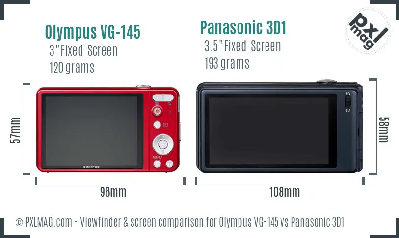 Olympus VG-145 vs Panasonic 3D1 Screen and Viewfinder comparison