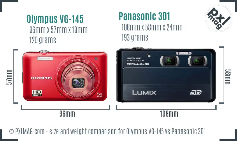Olympus VG-145 vs Panasonic 3D1 size comparison