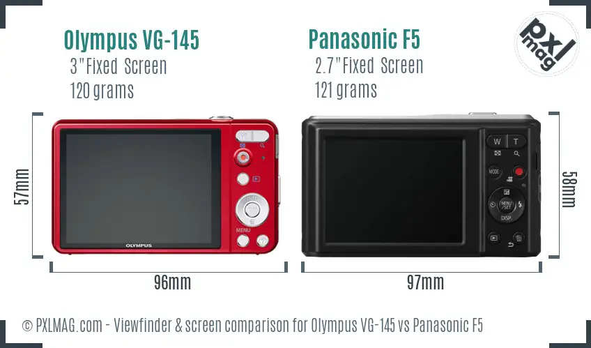 Olympus VG-145 vs Panasonic F5 Screen and Viewfinder comparison