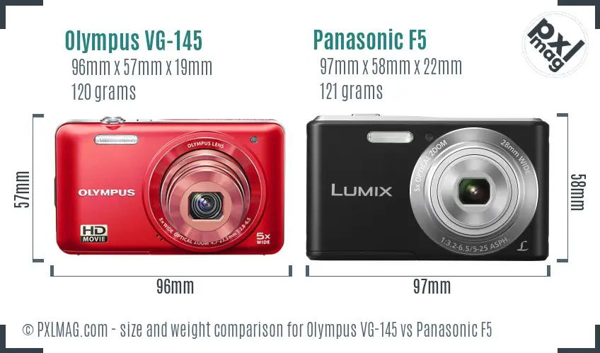 Olympus VG-145 vs Panasonic F5 size comparison