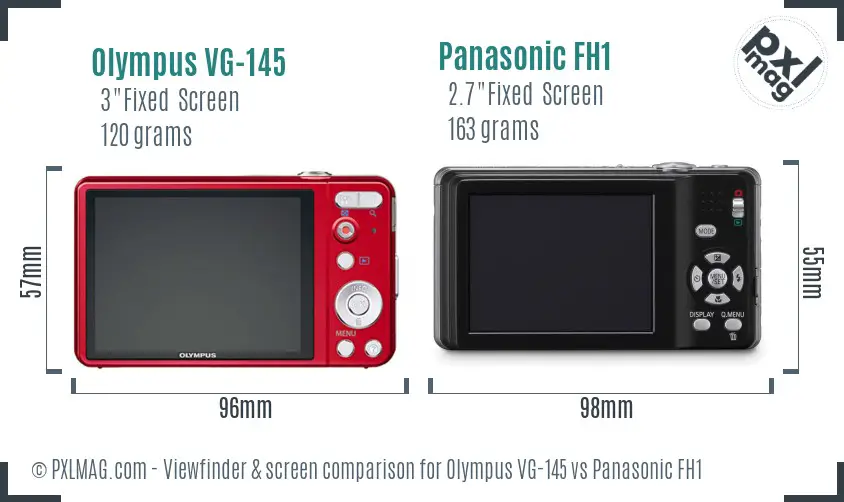 Olympus VG-145 vs Panasonic FH1 Screen and Viewfinder comparison