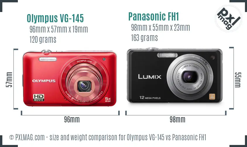 Olympus VG-145 vs Panasonic FH1 size comparison