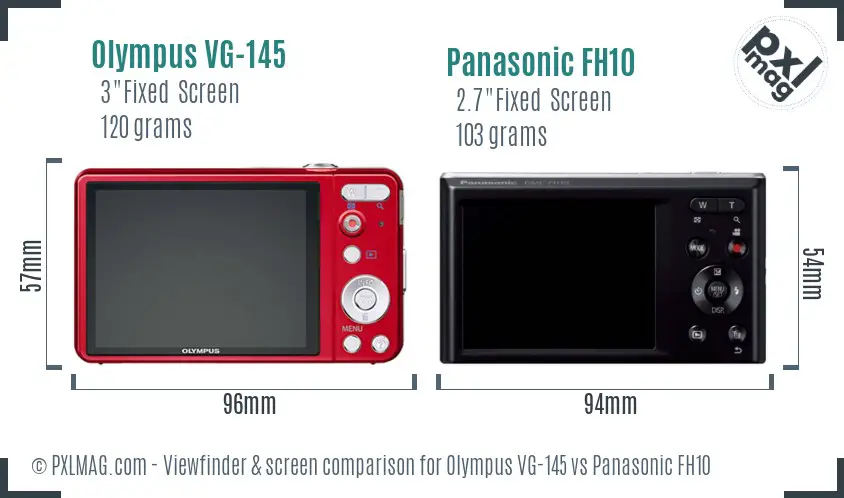 Olympus VG-145 vs Panasonic FH10 Screen and Viewfinder comparison