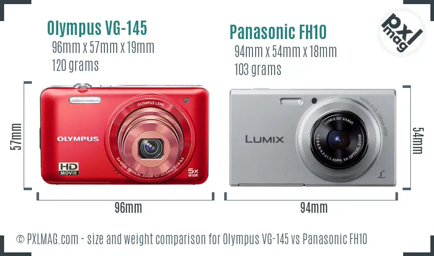 Olympus VG-145 vs Panasonic FH10 size comparison