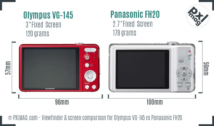 Olympus VG-145 vs Panasonic FH20 Screen and Viewfinder comparison