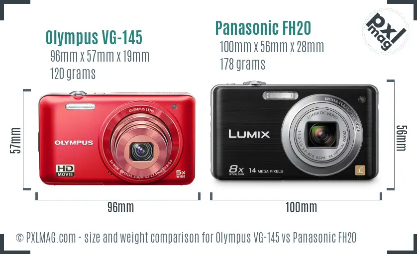 Olympus VG-145 vs Panasonic FH20 size comparison