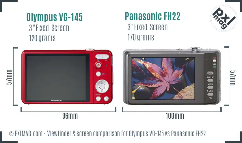 Olympus VG-145 vs Panasonic FH22 Screen and Viewfinder comparison