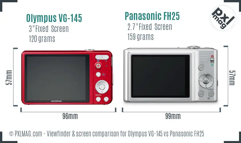 Olympus VG-145 vs Panasonic FH25 Screen and Viewfinder comparison