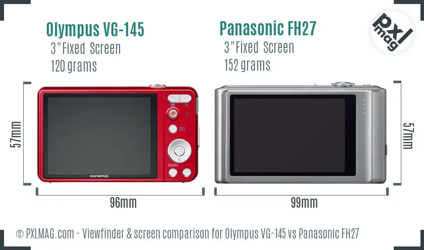 Olympus VG-145 vs Panasonic FH27 Screen and Viewfinder comparison