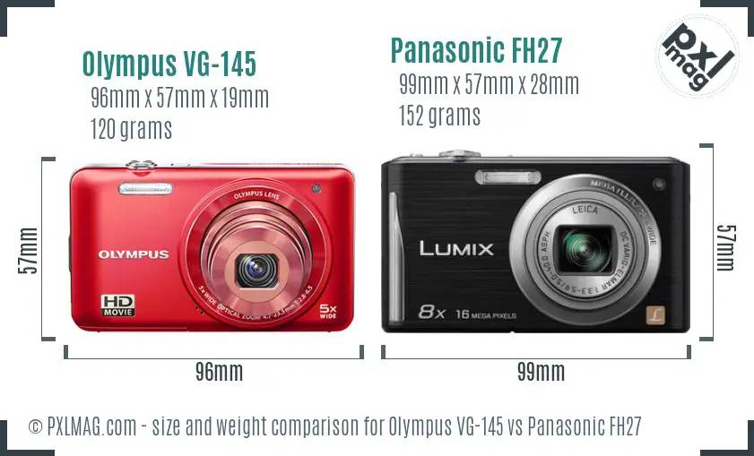 Olympus VG-145 vs Panasonic FH27 size comparison