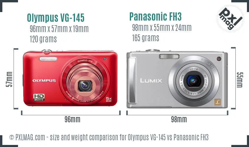 Olympus VG-145 vs Panasonic FH3 size comparison