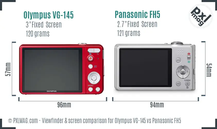 Olympus VG-145 vs Panasonic FH5 Screen and Viewfinder comparison