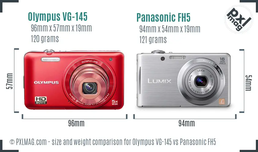 Olympus VG-145 vs Panasonic FH5 size comparison