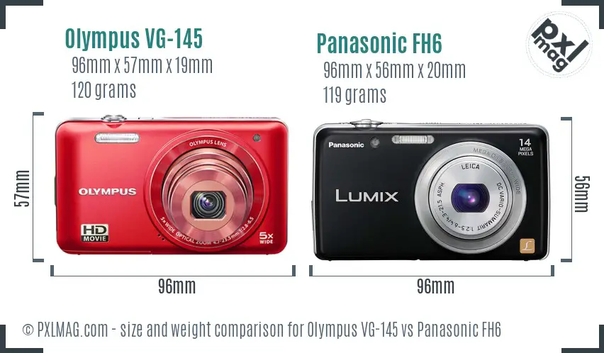 Olympus VG-145 vs Panasonic FH6 size comparison