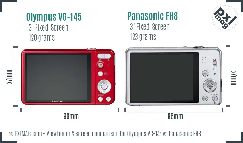 Olympus VG-145 vs Panasonic FH8 Screen and Viewfinder comparison