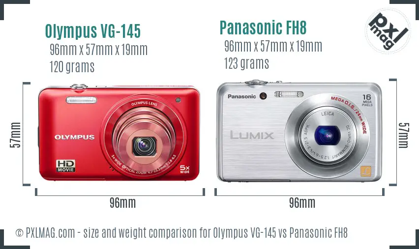 Olympus VG-145 vs Panasonic FH8 size comparison