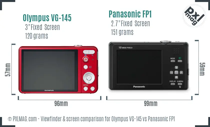Olympus VG-145 vs Panasonic FP1 Screen and Viewfinder comparison