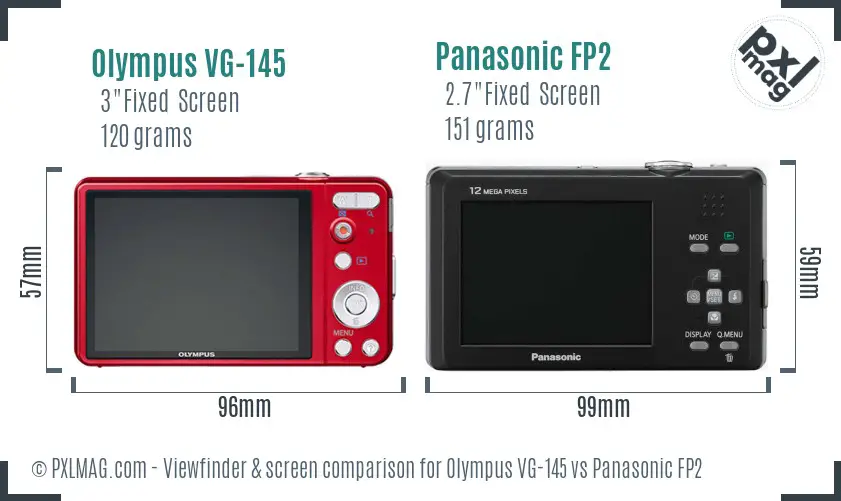 Olympus VG-145 vs Panasonic FP2 Screen and Viewfinder comparison