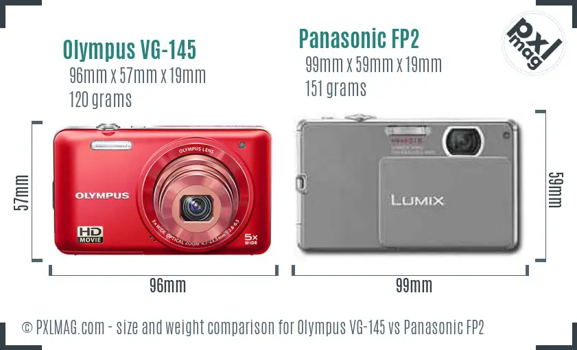 Olympus VG-145 vs Panasonic FP2 size comparison