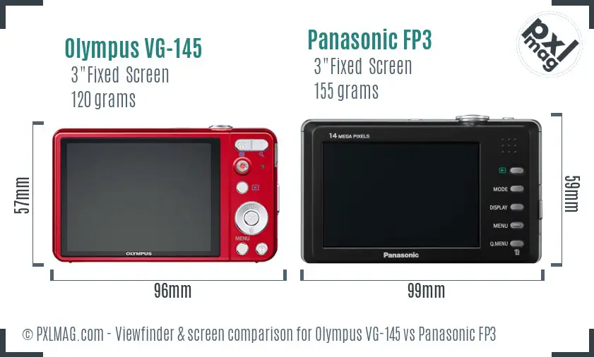 Olympus VG-145 vs Panasonic FP3 Screen and Viewfinder comparison