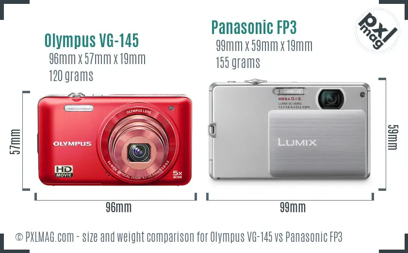 Olympus VG-145 vs Panasonic FP3 size comparison