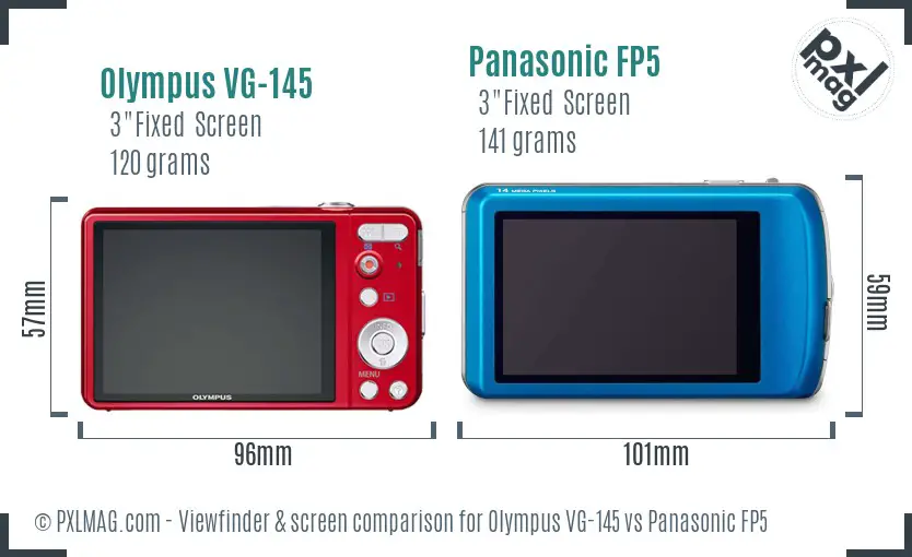 Olympus VG-145 vs Panasonic FP5 Screen and Viewfinder comparison