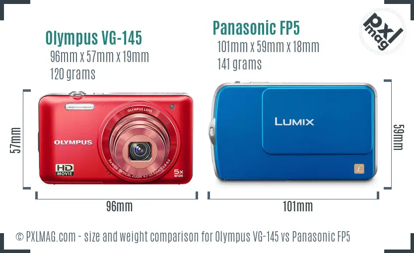 Olympus VG-145 vs Panasonic FP5 size comparison