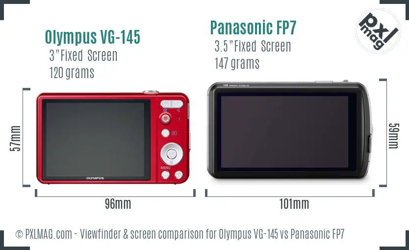 Olympus VG-145 vs Panasonic FP7 Screen and Viewfinder comparison