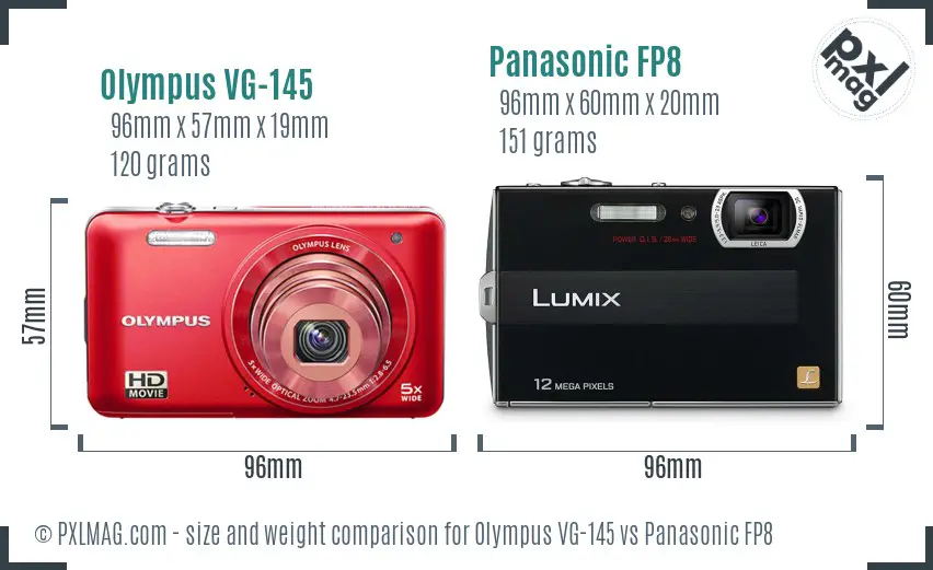Olympus VG-145 vs Panasonic FP8 size comparison