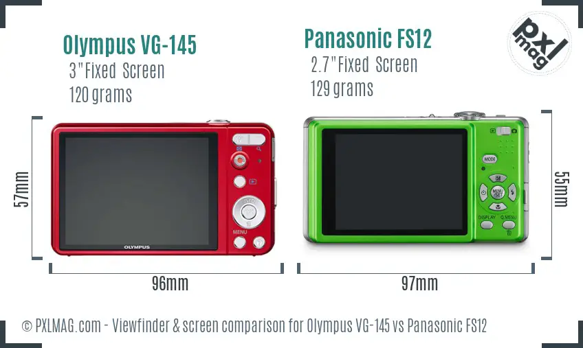 Olympus VG-145 vs Panasonic FS12 Screen and Viewfinder comparison