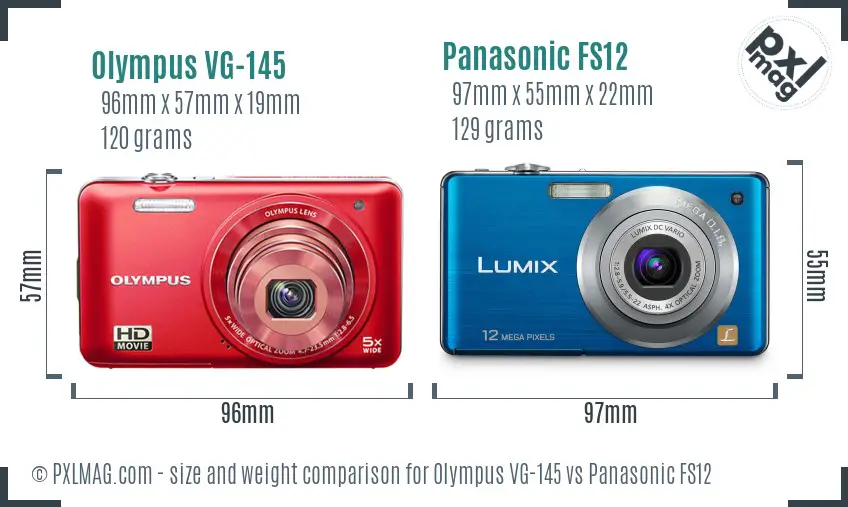 Olympus VG-145 vs Panasonic FS12 size comparison