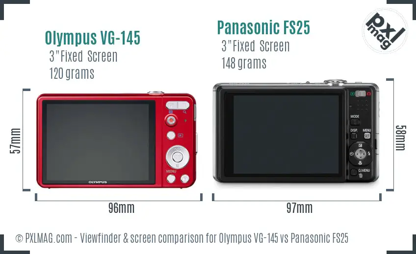 Olympus VG-145 vs Panasonic FS25 Screen and Viewfinder comparison