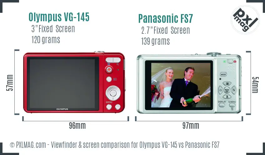 Olympus VG-145 vs Panasonic FS7 Screen and Viewfinder comparison