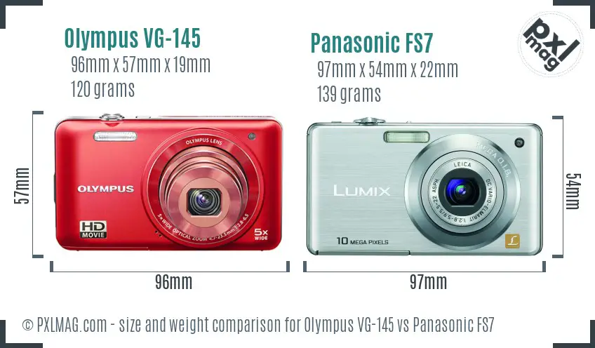 Olympus VG-145 vs Panasonic FS7 size comparison