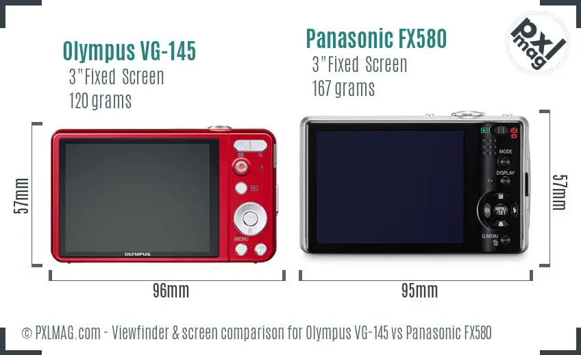 Olympus VG-145 vs Panasonic FX580 Screen and Viewfinder comparison