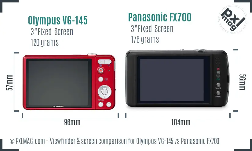 Olympus VG-145 vs Panasonic FX700 Screen and Viewfinder comparison