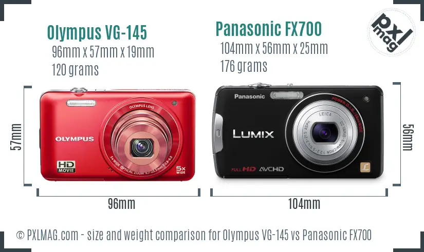 Olympus VG-145 vs Panasonic FX700 size comparison