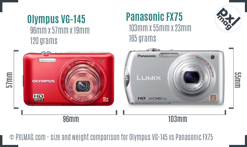 Olympus VG-145 vs Panasonic FX75 size comparison