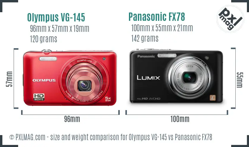 Olympus VG-145 vs Panasonic FX78 size comparison