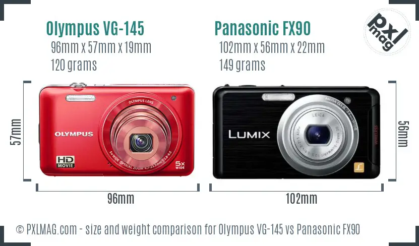 Olympus VG-145 vs Panasonic FX90 size comparison