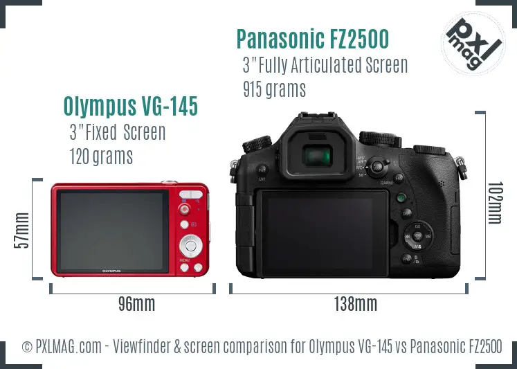 Olympus VG-145 vs Panasonic FZ2500 Screen and Viewfinder comparison