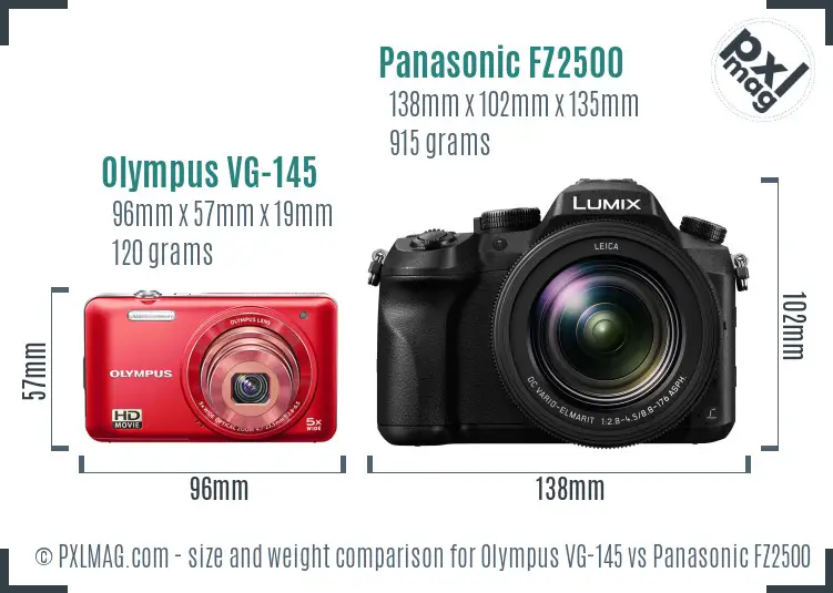 Olympus VG-145 vs Panasonic FZ2500 size comparison