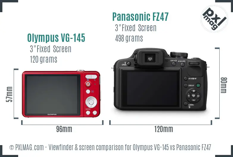 Olympus VG-145 vs Panasonic FZ47 Screen and Viewfinder comparison