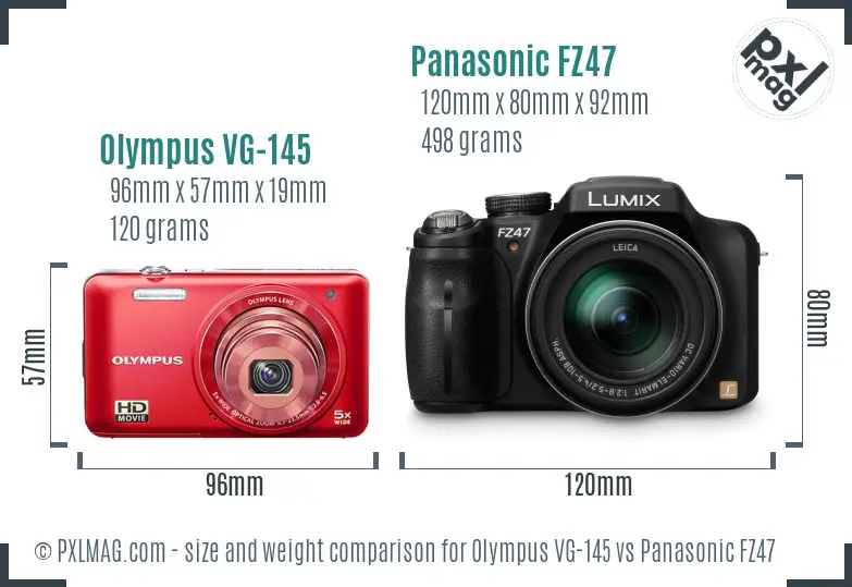 Olympus VG-145 vs Panasonic FZ47 size comparison
